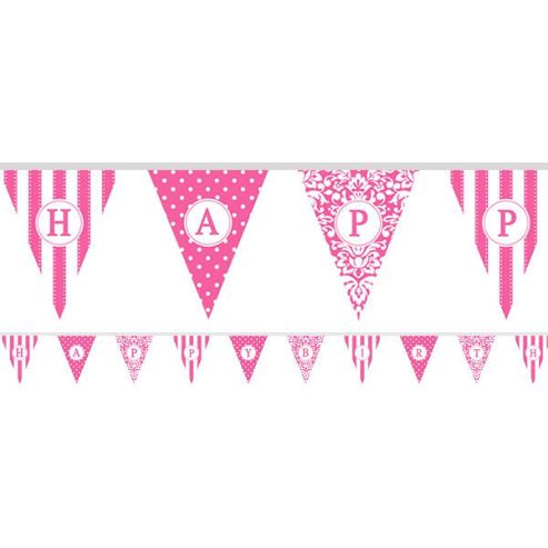 Image of Banners Personalise It Paper Pennant Banner - Hot Pink (each)