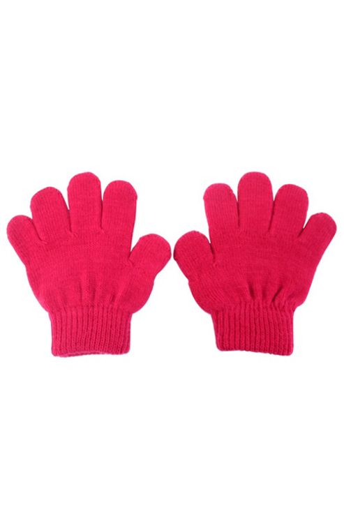 Image of Kids Childrens Classic Everyday Knitted Soft Fleece Winter Warm Stretch Gloves - Pink