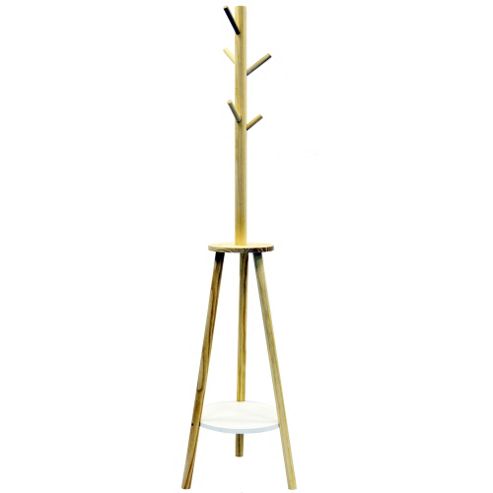 Image of South - Wood Coat Rack With Storage Shelf - White / Brown
