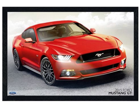 Image of Black Wooden Framed Ford Mustang Gt Poster