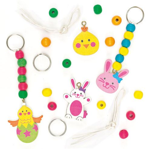 Image of Easter Wooden Keyring & Bag Dangler Kits (pack Of 4)