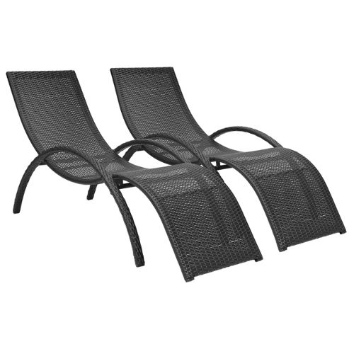 Image of Bentley Garden Pair Of Rattan Curved Sun Loungers