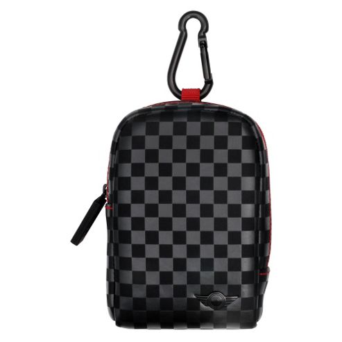 Image of Chequered Leather Medium Camera Bag