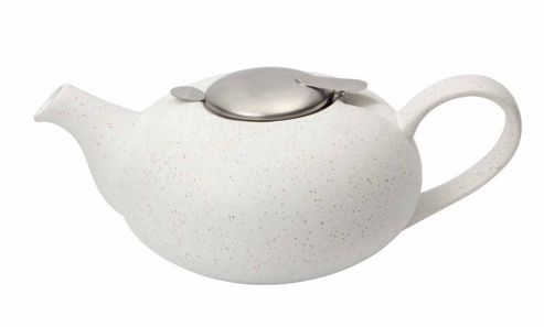 Image of London Pottery 4 Cup Pebble Shaped Filter Teapot, Speckled White