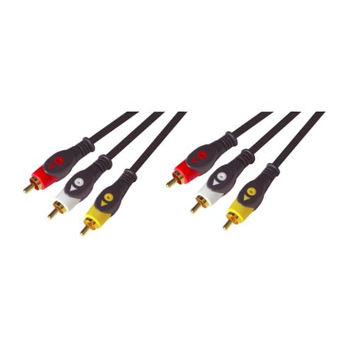 Image of 3 Phono 2 To Phono Av Audio Video Lead Cable Gold 3m