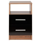 Jazz 2 Drawer Bedside Cabinet Walnut & Black Gloss