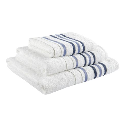 Image of Catherine Lansfield Home Java Stripe Bathsheet, 90x140, White & Navy