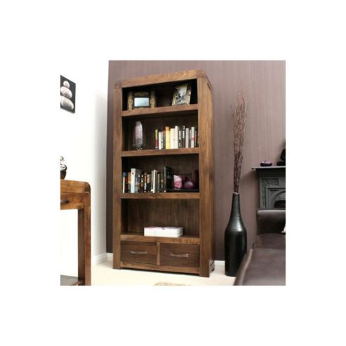 Image of Baumhaus Shiro Large 2 Drawer Bookcase In Walnut