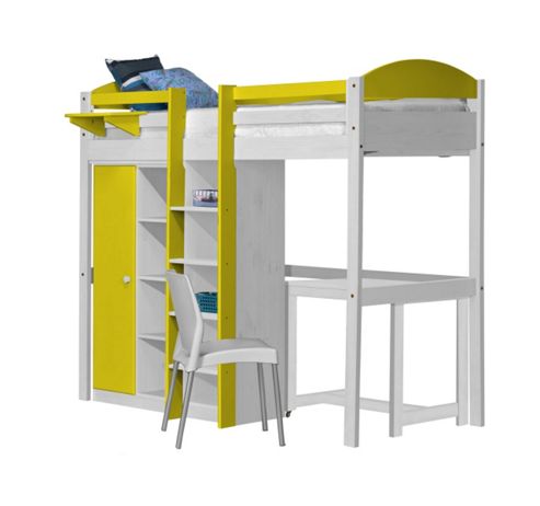 Image of Maximus High Sleeper Set 2 Central Ladder White With Lime Details