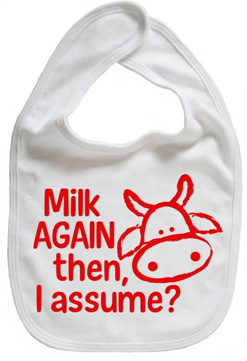 Image of Dirty Fingers Milk Again Then I Assume? Baby Bib White