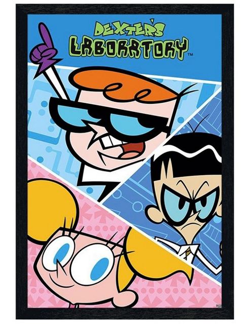 Image of Black Wooden Framed Dexter's Laboratory Character Collage Poster