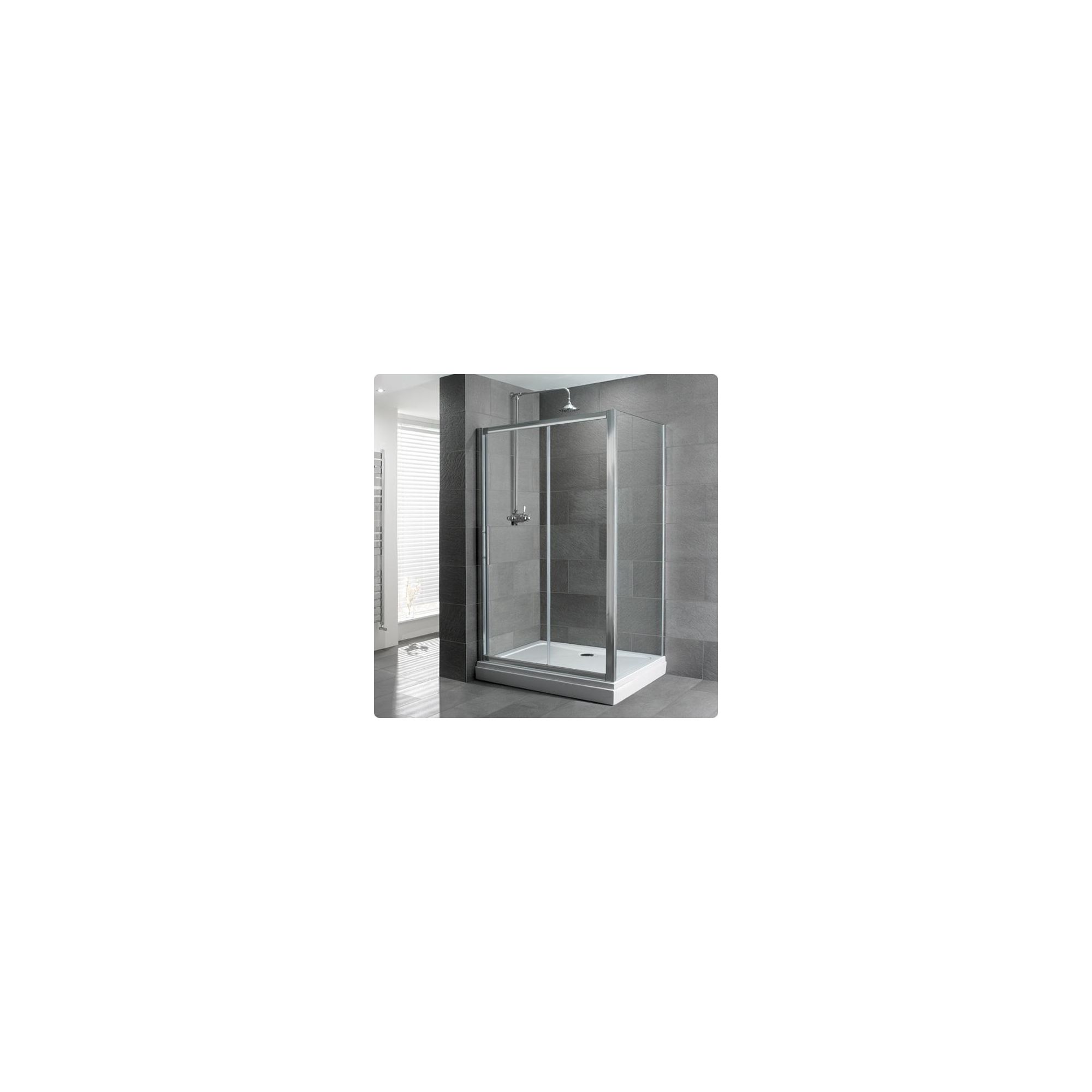 Duchy Select Silver Single Sliding Door Shower Enclosure, 1400mm x 760mm, Standard Tray, 6mm Glass at Tesco Direct