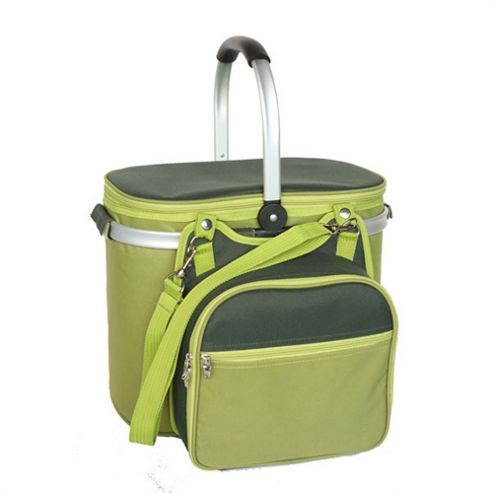 Image of Confidence Picnic Basket Hamper Green Inc Plates Cutlery Accs