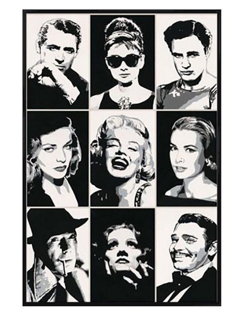 Image of Black And White Celebrity Portraits Gloss Black Framed Hollywood Legends Poster