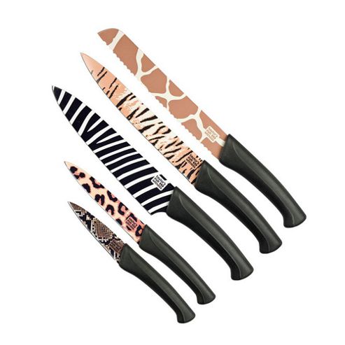 Image of Taylors Eye Witness 5pc Kitchen Knife Set 'wild' Animal Print