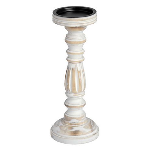 Image of Tall Wooden Candlestick White