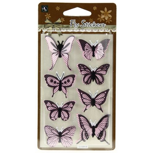 Image of Polka Butterfly Stickers - Pale Pink/black