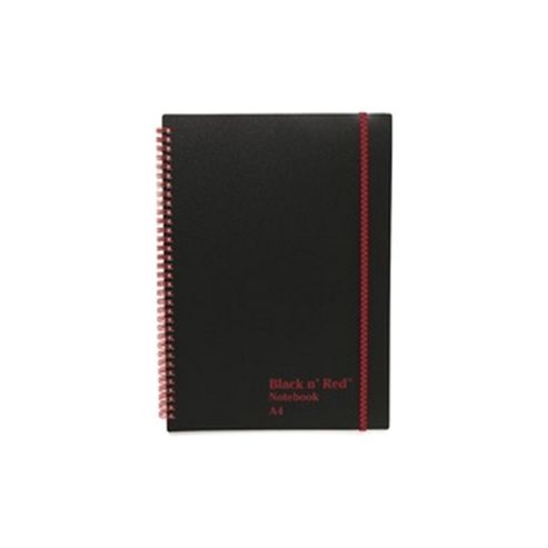 Image of Black N Red Notebook Wirebound Polypropylene 90gsm Ruled 140pp A4 Ref 100080166 [pack 5]