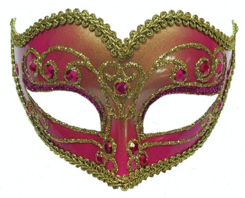 Image of Jewelled Party Mask Fuschia On Headband