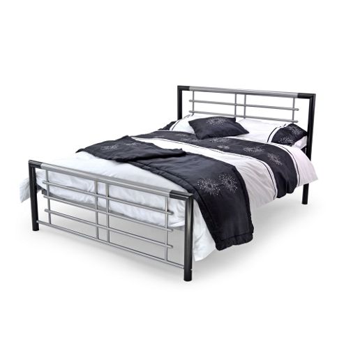 Image of Black & Silver Metal Bed Frame - Single 3ft