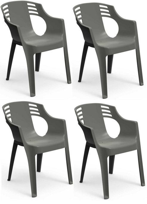 Image of Resol City Garden Outdoor / Indoor Designer Plastic Chair - Grey - X4