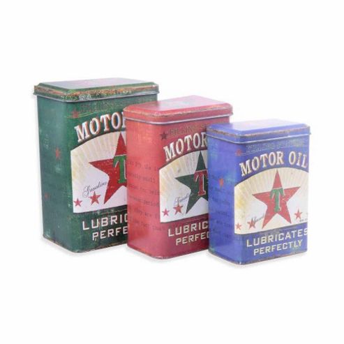 Image of Set Of Three Vintage Look Texaco Motor Oil Storage Tins