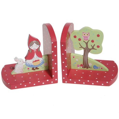 Image of End - Red Riding Hood Childrens Bookends - Red / Multicoloured