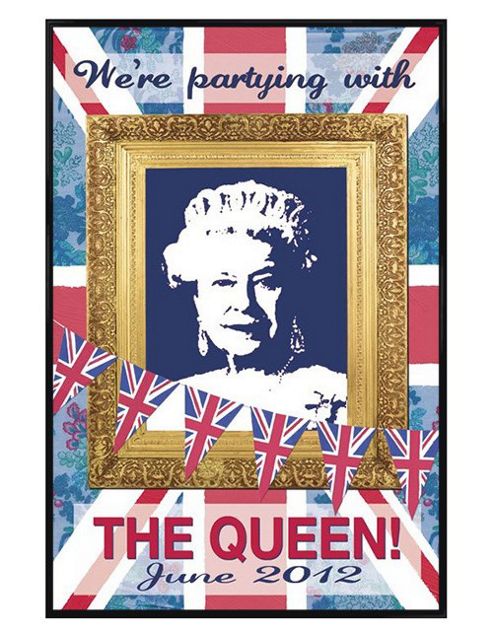 Image of Martin Wiscombe Gloss Black Framed We're Partying With The Queen Poster