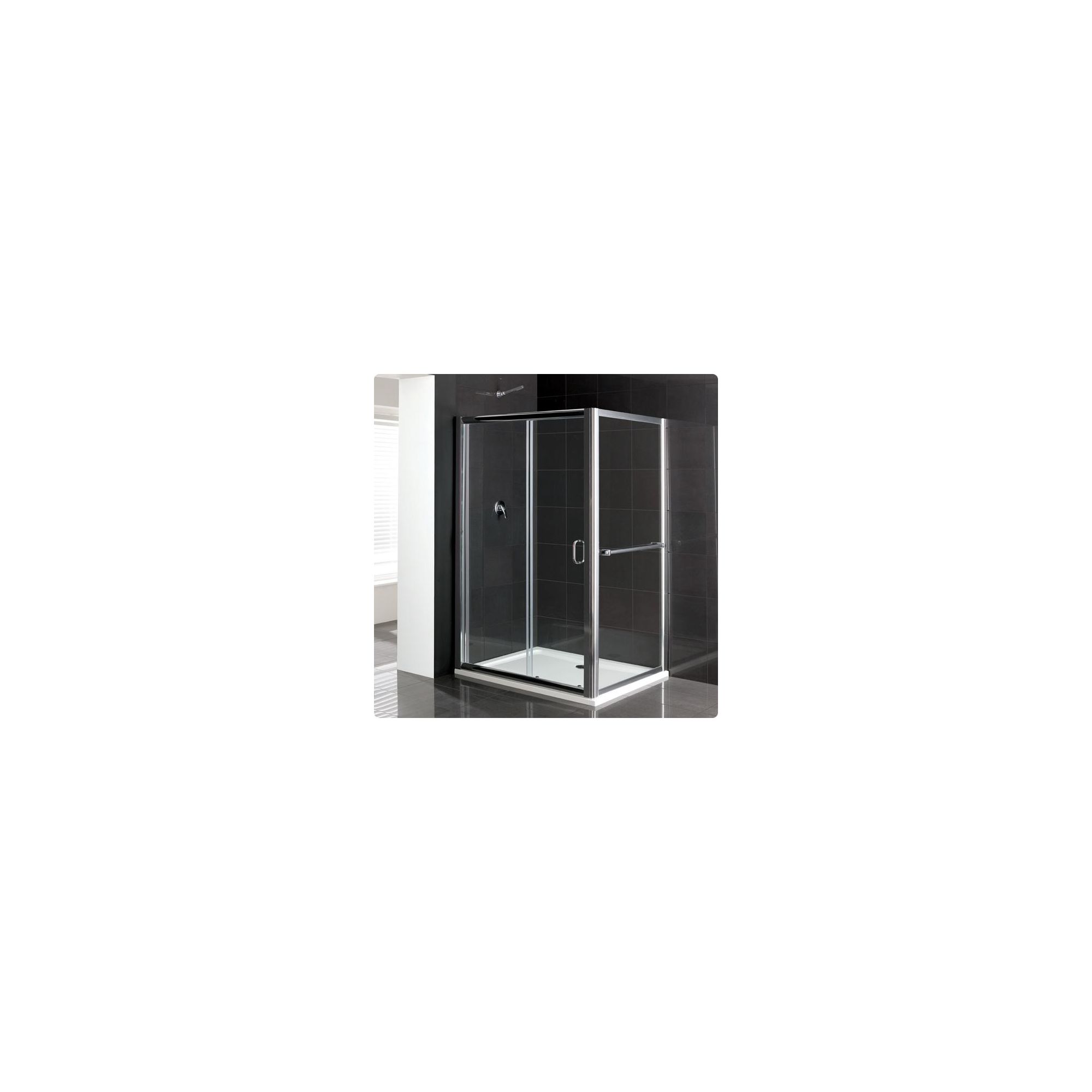 Duchy Elite Silver Sliding Door Shower Enclosure with Towel Rail, 1700mm x 760mm, Standard Tray, 6mm Glass at Tesco Direct