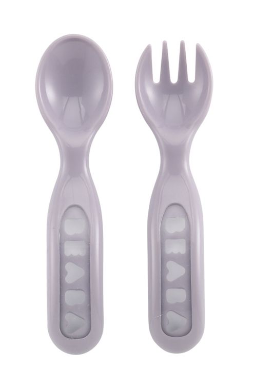 Image of Beaba 2nd Stage Ergonomic Cutlery Soft Lilac + Case