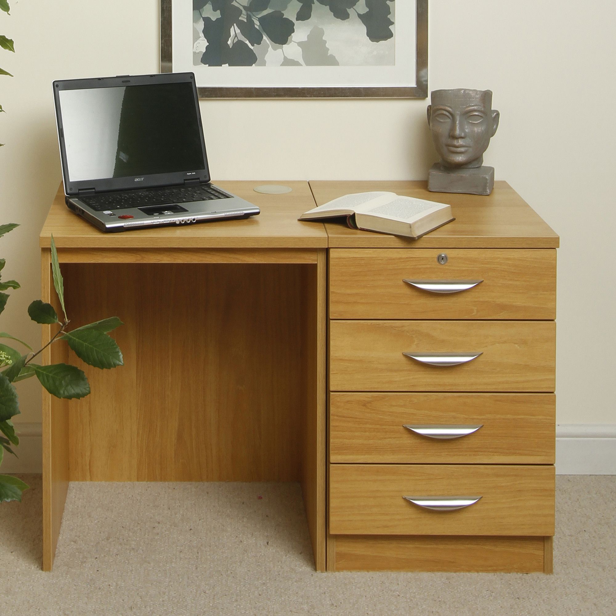 Enduro Home Office Desk / Workstation with Four Drawer - Walnut at Tesco Direct