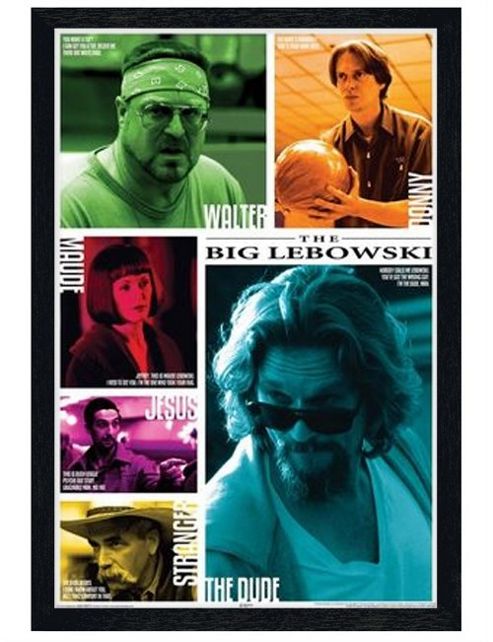 Image of The Big Lebowski Black Wooden Framed Memorable Quotes Poster