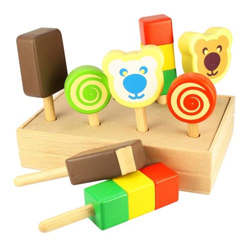 Image of Santoys St402 Wooden Play Food Ice Creams On Sticks (with Crate)