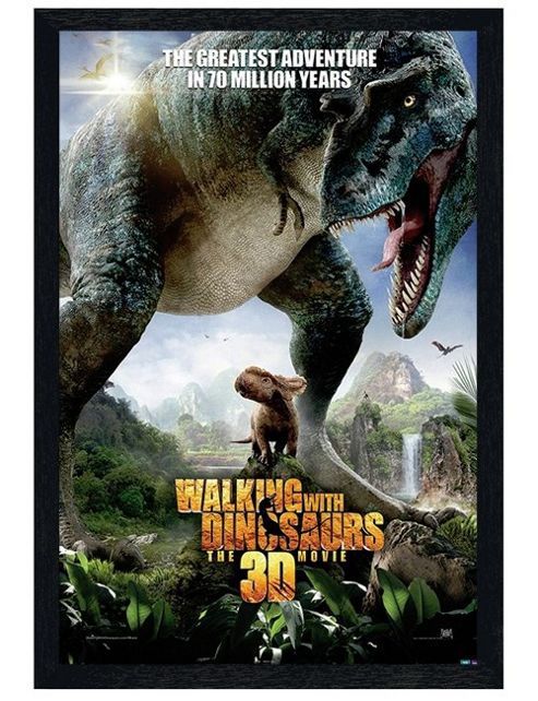 Image of Black Wooden Framed Walking With Dinosaurs The Greatest Adventure Poster