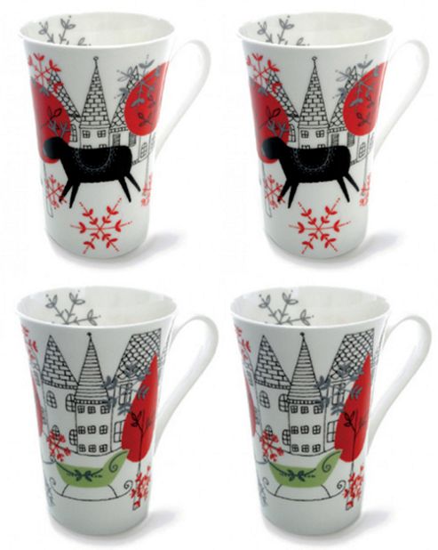 Image of Roy Kirkham Snowflakes Christmas Design Mugs, Set Of 4