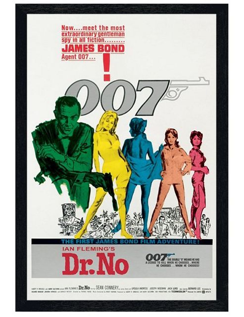 Image of James Bond Black Wooden Framed Dr No Poster
