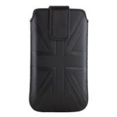 Trendz Leather Slip Pouch for Universal Smartphone Devices - Black Union Jack