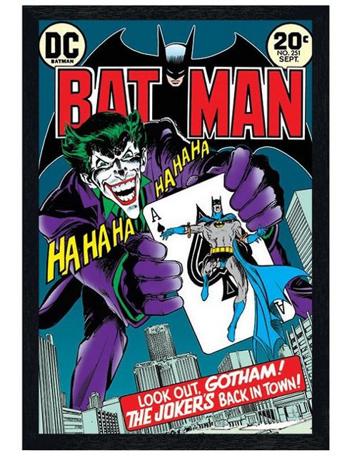 Image of Batman Dc Comics Black Wooden Framed The Joker's Back In Town! Poster