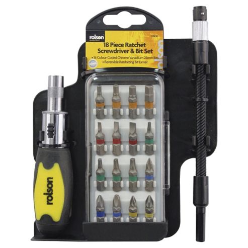 Image of Rolson 18-piece Ratchet Screwdriver & Bit Set