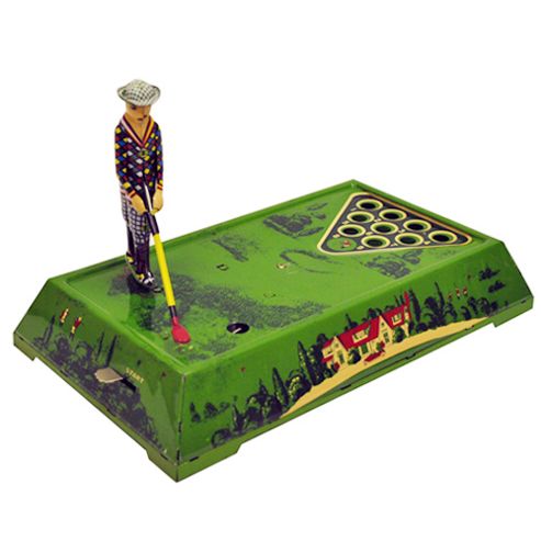 Image of Retro Tin Clockwork Collectable - Green / Multi-coloured