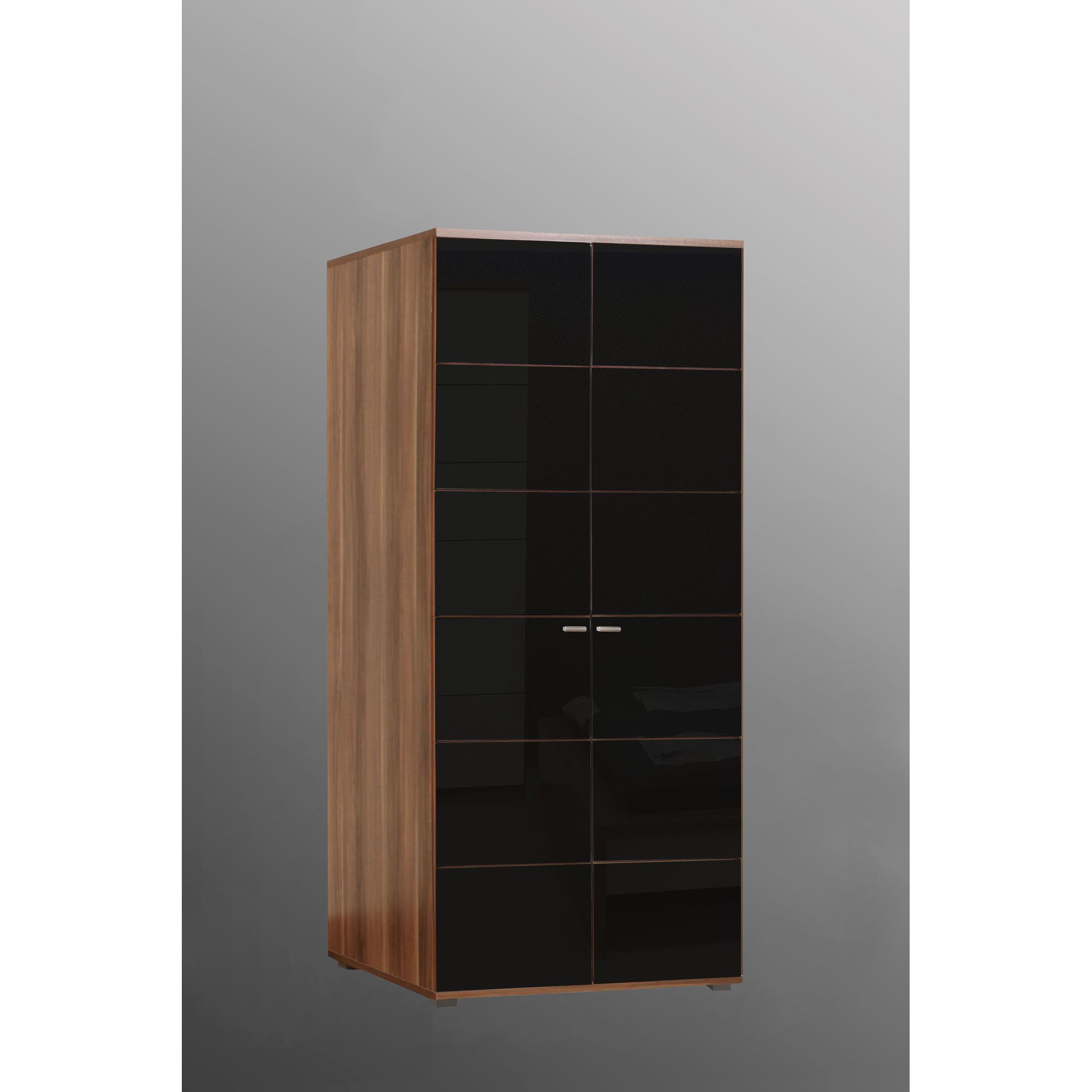 Ideal Furniture Anemone Two Door Wardrobe - Walnut with Black Gloss at Tesco Direct