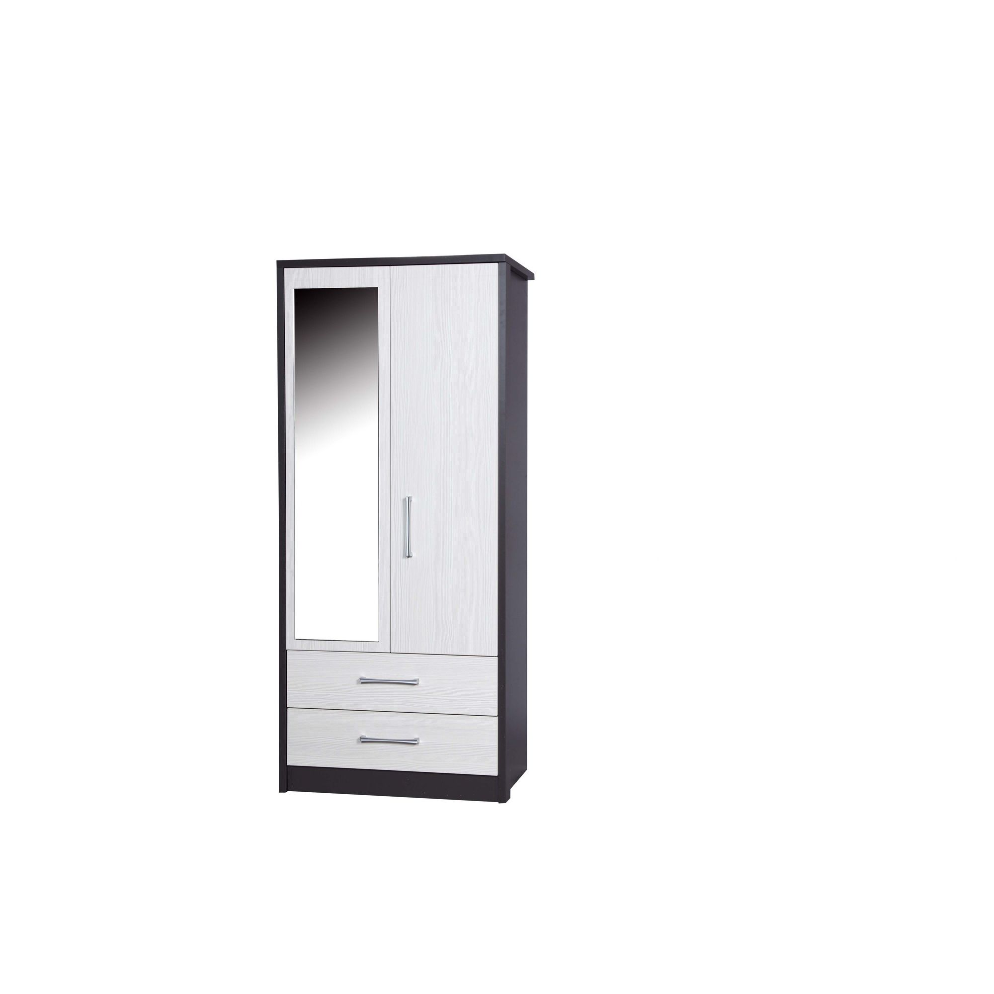 Alto Furniture Avola 2 Drawer Combi Wardrobe with Mirror - Grey Carcass With White Avola at Tescos Direct