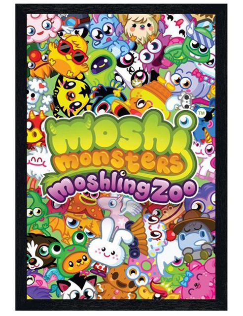 Image of Moshi Monsters Black Wooden Framed Moshlings Zoo Poster