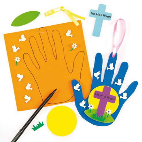 Image of He Has Risen' Handprint Hanging Decorations (pack Of 4)