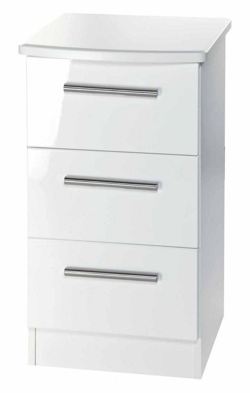 Image of Welcome Furniture Knightsbridge 3 Drawer Bedside Chest - White - White