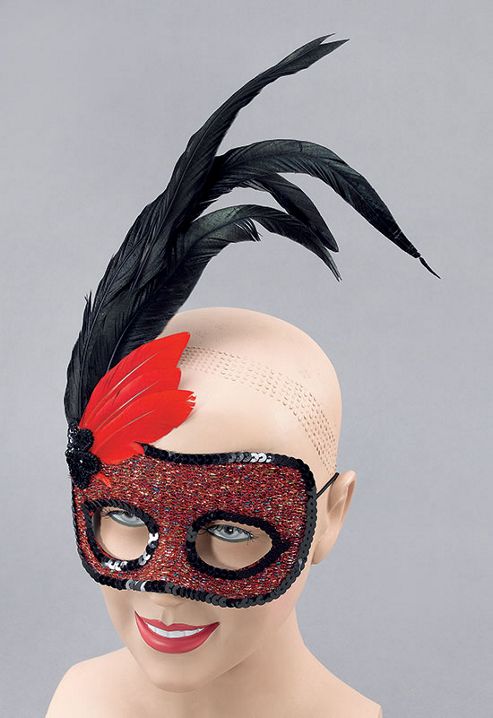 Image of Red Side Feather Mask