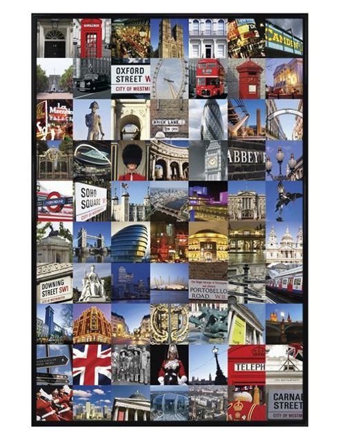 Image of Gloss Black Framed London Collage Poster