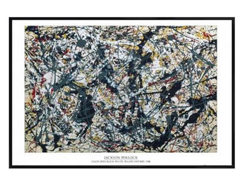 Image of Jackson Pollock Gloss Black Framed Silver On Black Poster