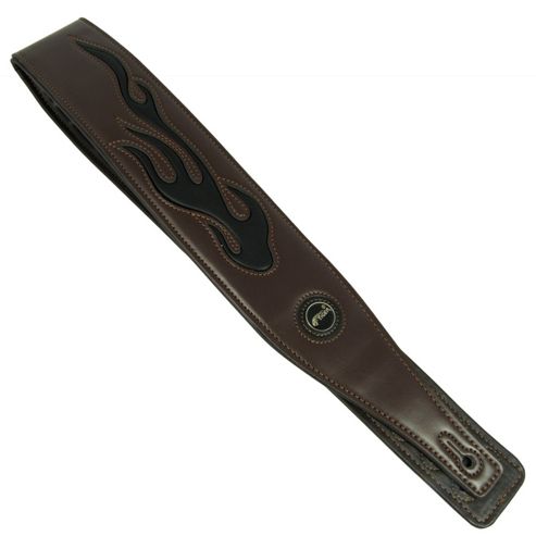 Image of Brown Graphic Leather Guitar Strap