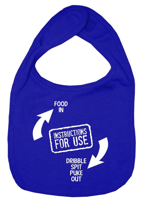 Image of Dirty Fingers Instructions For Use Baby Bib Royal Blue